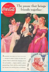 1935 Coca Cola soda tuxedo vintage print ad fountain Coke soft drink - Picture 1 of 3