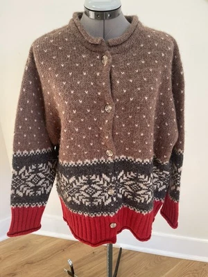 Cárdigan Suéter Vintage Eddie Bauer Lana Alpaca Mediano Nórdico Fair Isle Abuela Foto 1 de 4