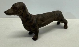 Vintage Cast Iron Dachshund Dog Figurine Paperweight 6.75” - Picture 1 of 8
