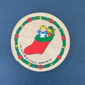 Vintage Lynn Gates Midwest Imports Christmas Round Wooden Boxes 1981 w/ornament - Picture 1 of 9