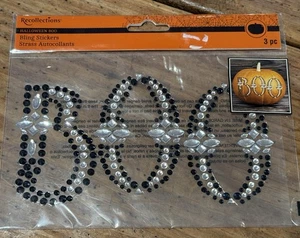 Recollections Bling HALLOWEEN BOO Pumpkin STICKERS~3-pc~Black/Clear NEW - Picture 1 of 6