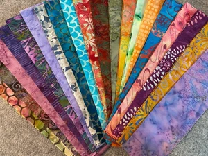 Batik Fabric Strips 20 pieces 2.5"x 42-44" ribbon jelly roll Variety purple - Picture 1 of 3