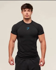 Gymshark ONYX V5 5.0 T-shirt grande senza cuciture nero/grigio onice BLU *CONFERMATA* - Foto 1 di 4