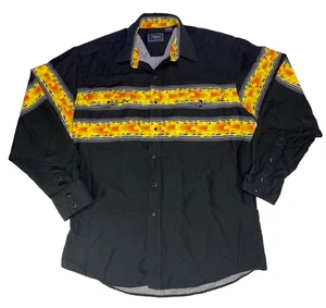 Roper Black Pearl Snap Stripe Flames Western Hemd Langarm Baumwolle Herren Large - Bild 1 von 7