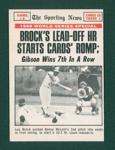 1969 O-Pee-Chee Baseballkarte - #165 World Series Spiel #4 Lou Brock, sehr guter Zustand - Bild 1 von 2