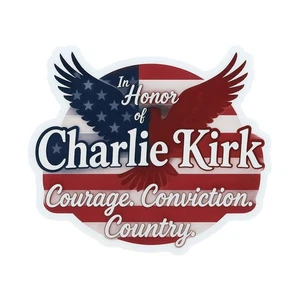 Adesivo omaggio Charlie Kirk 5" Patriotic fustellato vinile decalcomania per laptop bicchiere - Foto 1 di 8