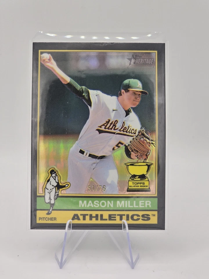 2025 Topps Heritage Mason Miller Gold Cup SP Chrome Black Refractor /76 #405 - Image 1 of 2