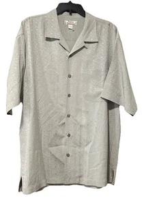 Tommy Bahama Herren Hemd Large Kurzarm hellgrün 100% Seide Knopfleiste - Bild 1 von 5