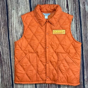 Vintage Vest Men’s Swingster Garst Seed Orange Puffer Vest Farmer Snap Sz Large - Picture 1 of 8