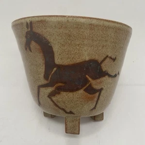 MCM studio art pottery Footed Vase Running Horses Signed Mary Little - Picture 1 of 21