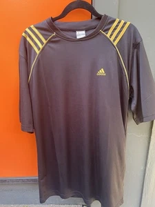 Adidas Soccer Football Jersey Black with 3 Gold Stripes Women XXL or Men Sm.(40) - Picture 1 of 7