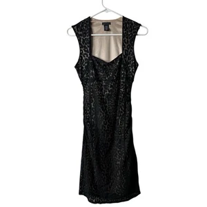 Abito Vintage Moda International Nero Pizzo Scollo Quadrato Senza Maniche Gotico Piccolo - Foto 1 di 5