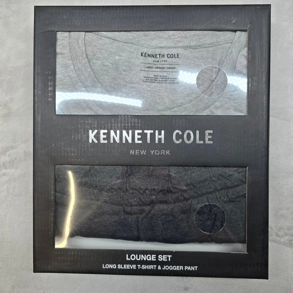 Kenneth Cole Lounge Set Para Hombres Grande Manga Larga Camiseta Jogger Pantalón Hthr Gris NUEVO Foto 1 de 4