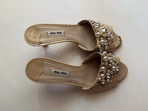 Miu Miu Open Toe Sandals Heels with Damage DIY Sz EUR 38.5 for parts/craft - Picture 1 of 22