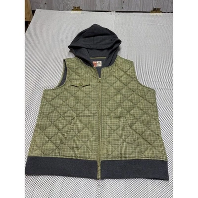 Chaleco a cuadros acolchado tallado con volantes con capucha cremallera completa para mujer (16-18) XXL verde gris Foto 1 de 4