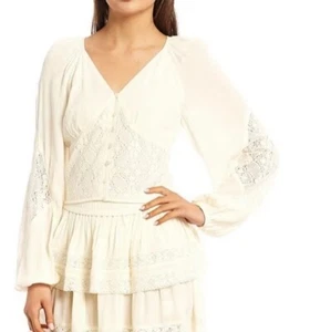 Chelsea & Violet Lace Woven Button Front Contrast Blouse Size Large New W/Tag - Picture 1 of 3