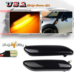 2X Smoked Lens Full LED Amber Side Marker Blinker Lights For MINI Cooper R60 R61 - Picture 1 of 13