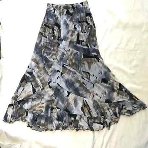 NY Bohemian Maxi Skirt Gussets Sheer Lined - Picture 1 of 7