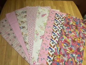 Selection Of 8 X 100% Cotton Fat Quarters / Fabric/ Fabric Pieces/ Sewing - Picture 1 of 2