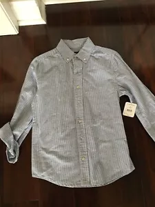 NWT J Khaki Med Blue White Striped Oxford Dress Shirt Long Sleeve Easter 8 10  - Picture 1 of 4