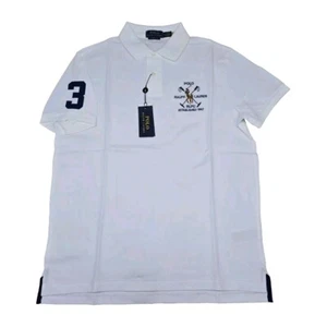 New Polo Ralph Lauren Mens 2XL SLIM FIT Mesh Polo Shirt White Big Pony Crest NWT - Imagen 1 de 7