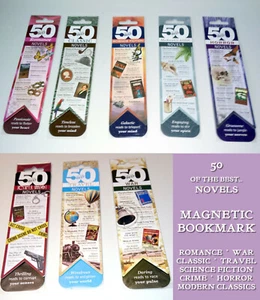50 Of The Best Novels MAGNETIC BOOKMARK SciFi ROMANCE Horror CLASSICS Crime WAR - Picture 1 of 28