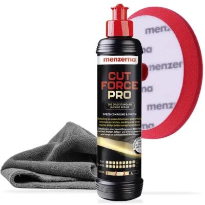 Menzerna Autopolitur Set: Cut Force Pro Polierpaste 250ml + Heavy Cut Pad + Tuch - Bild 1 von 4