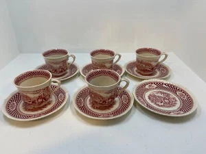 Adams Old English Rural Scenes Demitasse Tasse und Untertasse 5 Tassen 6 Untertassen selten - Bild 1 von 18