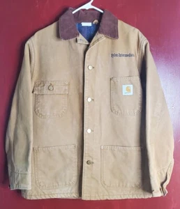 Vintage Carhartt Brown Duck Canvas Jacket  Quilted Flannel Lined Sz 42 Chore - Picture 1 of 12