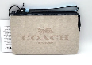 Coach Large Corner Zip Wristlet Embossed Canvas Horse & Carriage Jacqurd CA734 - Picture 1 of 8