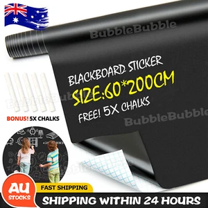 OZ New Blackboard Sticker Removable Vinyl Decal 60×200cm Wall ChalkBoard Labels - Picture 1 of 9