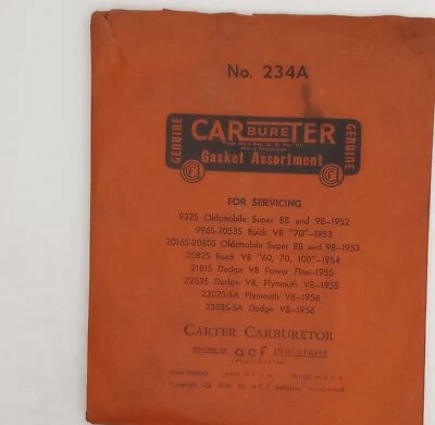 Carter 234A Carburetor Gasket Assortment GMC 564232 Chrysler 1826433 (See Descr) - Image 1 of 2