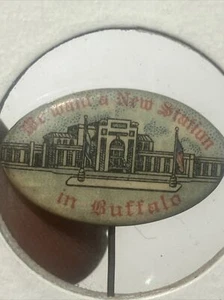 Antique Buffalo NY Pinback Oval Button We Want A New Stadium - Picture 1 of 2