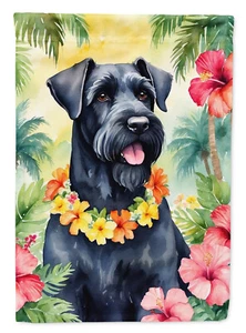 Schnauzer Giant Luau Tropical Flowers Flag - Picture 1 of 16