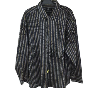 Camisa Justin Harvey LS Negra Gris Rayas Para Hombre XXL Con Diseño Superpuesto - Imagen 1 de 7