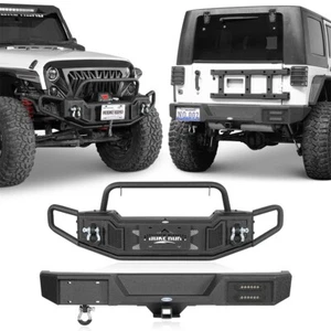 Heavy Duty Steel Front/Rear Bumper w/Led Lights for Jeep Wrangler JK 2007-2018 - Picture 1 of 25