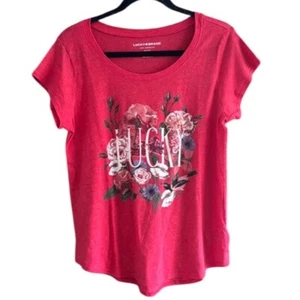 Lucky Brand Womens High Risk Red Floral Graphic Tee - Picture 1 of 3