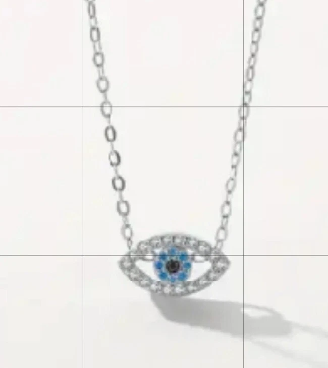 Colar Evil Eye corrente de prata esterlina azul da sorte amuleto turco Nazar grego - Imagem 1 de 1