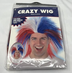 Crazy Red White Blue 4th Of July Wig Costume School Spirit Pride Child Adult Fun - Picture 1 of 2