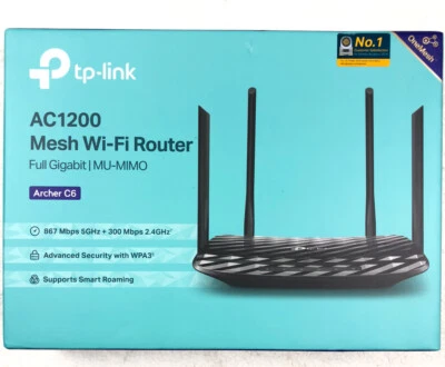 TP-Link Archer C6 AC1200 Wireless Dual Band MU-MIMO WiFi Router, 4 Gigabit LANs - Image 1 of 3