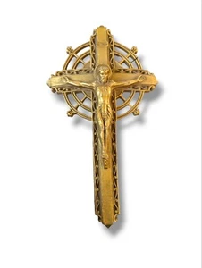 15 Inch Gold Colored Crucifix For Coffin - Picture 1 of 5