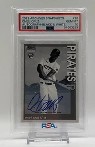 2022 Archives Snapshots - Oneil Cruz RC 26 /25 Black And White Auto PSA 10 GemMT - Picture 1 of 4