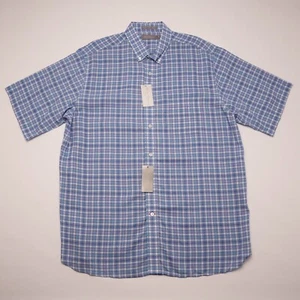 Daniel Cremieux Men's Short-Sleeve Shirt XL Blue White Check Signature NWT $85 - Picture 1 of 12