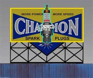 Miller Engineering ~ HO & O ~ Champion Spark Plug Neon Animated Billboard ~ 5071 - Picture 1 of 1