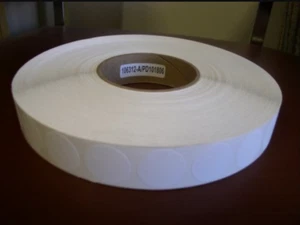 1" WHITE PAPER DOT W/ADHESIVE BACK, 5000 PCS/ROLL, BL1, FREE SHIPPING - Picture 1 of 1