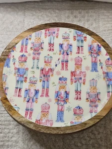Cupcakes and cashmere lazy susan pastel Nutcracker Wooden Tray Round - Picture 1 of 5