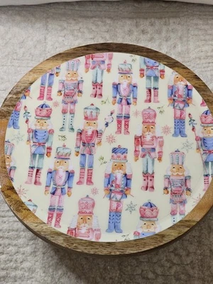 Cupcakes and cashmere lazy susan pastel Nutcracker Wooden Tray Round - Image 1 of 4