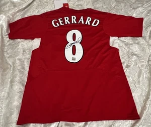Steven Gerrard Hand Signed 2005 Shirt Istanbul Final REEBOK M Embroidered #8 COA - Foto 1 di 22