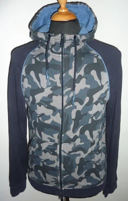 Hombres Armani Jeans Gris Azul Camuflado Chaqueta con Capucha Sudadera Top Mediano Foto 1 de 4