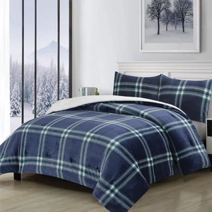 Swift Home Luxurious Ultra-Soft Flannel Plush Sherpa 3 Piece Reversible - Picture 1 of 5